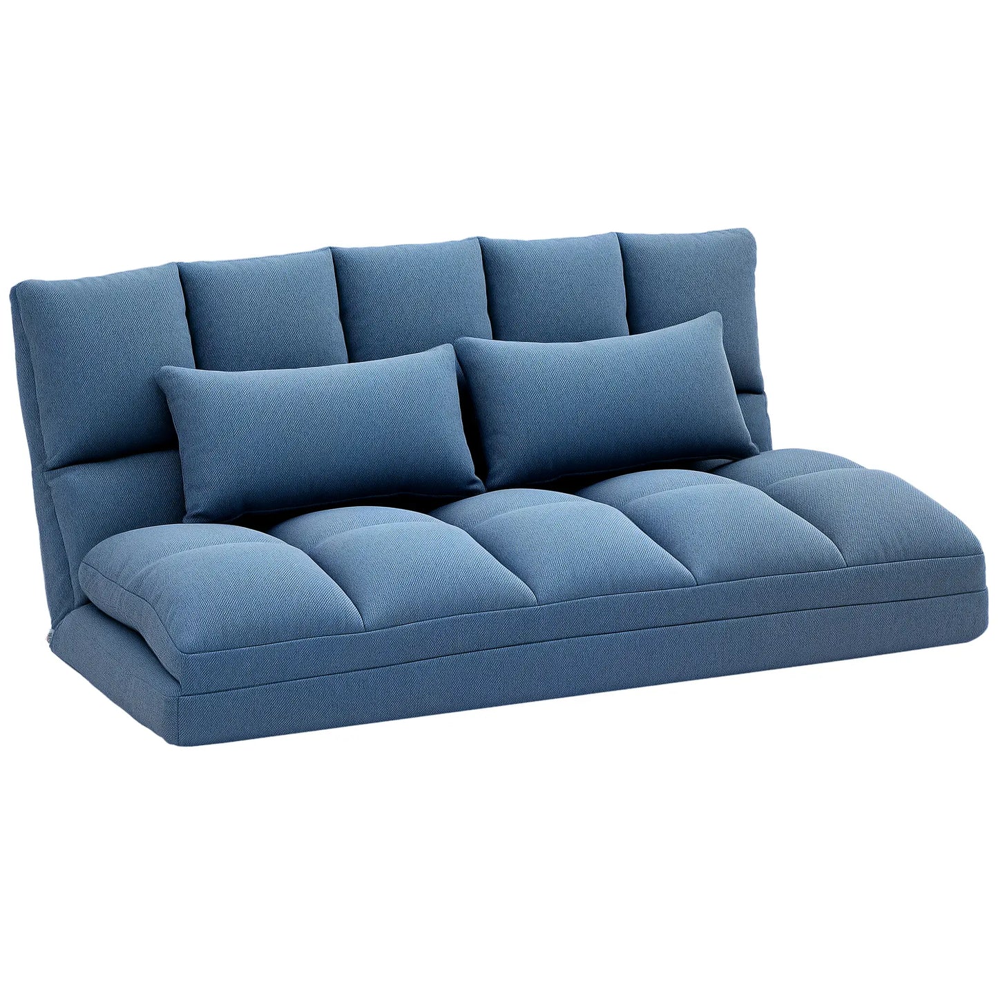 Foldable 2-Seater Floor Sofa, 9-Position Backrest, Light Blue 2-Seater Sofas at Gallery Canada