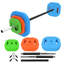 44lbs Adjustable Barbell Weight Set, Bar, Plates, Multicolour