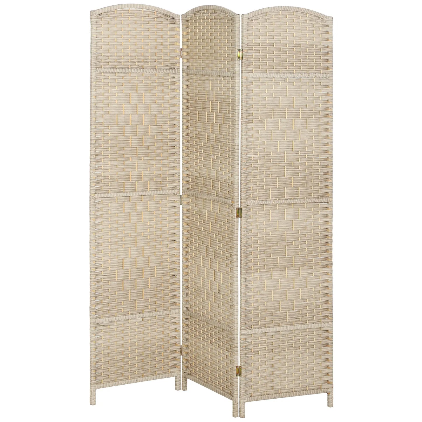 6 Ft Folding Room Divider, 3 Panel Privacy Screen, Light Oak