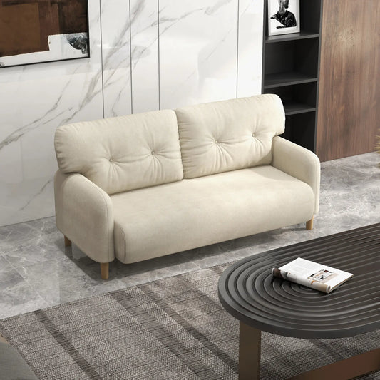 58" 2 Seat Sofa, Modern Love Seat, Upholstered Couch, Solid Wood Frame, Beige 2-Seater Sofas Beige at Gallery Canada