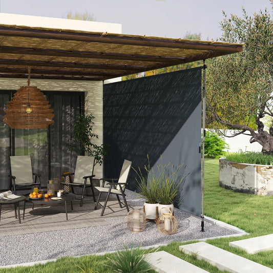 13' x 10' Manual Retractable Patio Awning, UPF30+ Water-Resistant, Dark Grey Patio Awnings Dark Grey at Gallery Canada