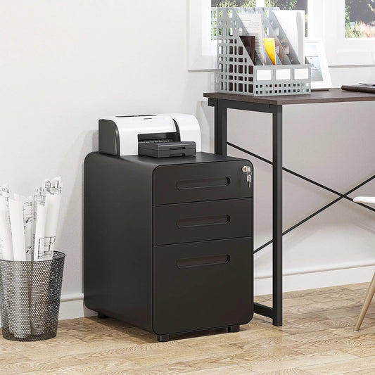 Lockable File Cabinet, Steel Filing Cabinet on Wheels for Legal, A4, Letter Size, Home Office Office Cabinets & Cupboards Black at Gallery Canada