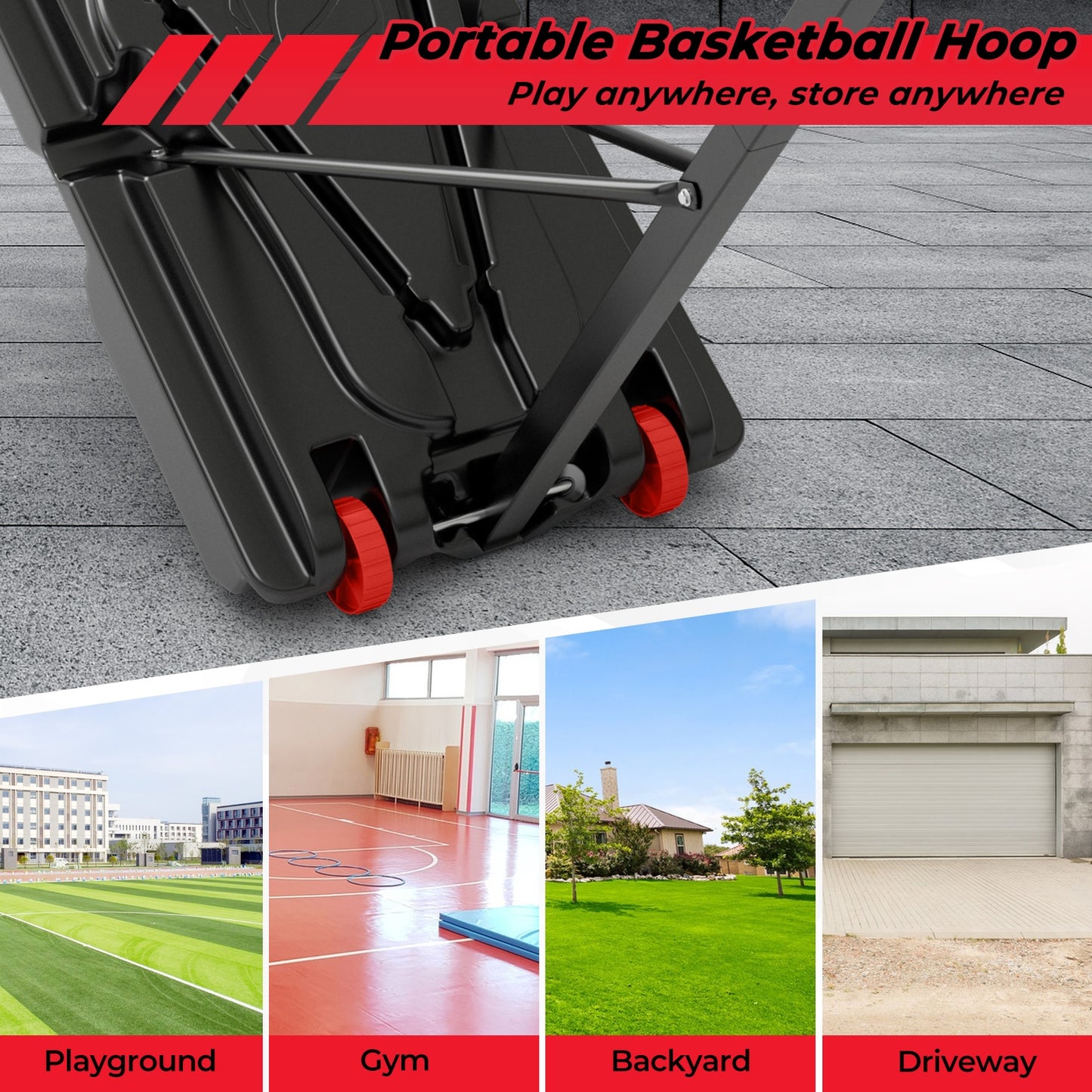 Basketball Hoop with 5-10 Feet Adjustable Height for Indoor Outdoor, Black Sport Equipments at Gallery Canada