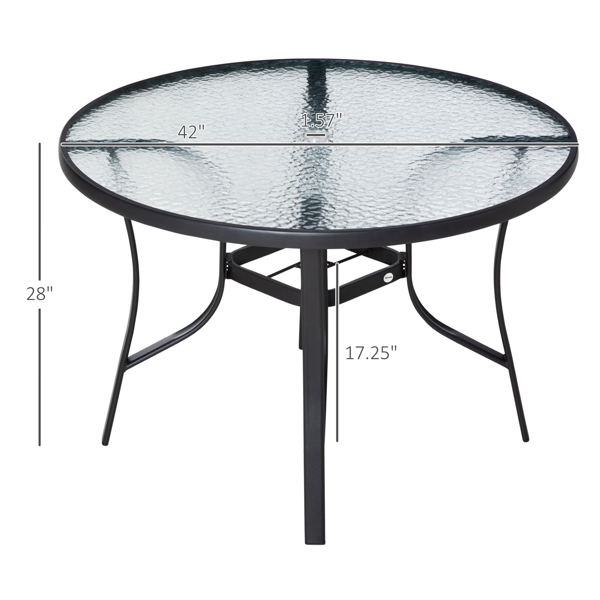42 inch Patio Dining Table with Umbrella Hole Round Outdoor Bistro Table for Garden Lawn Backyard, Steel at Gallery Canada