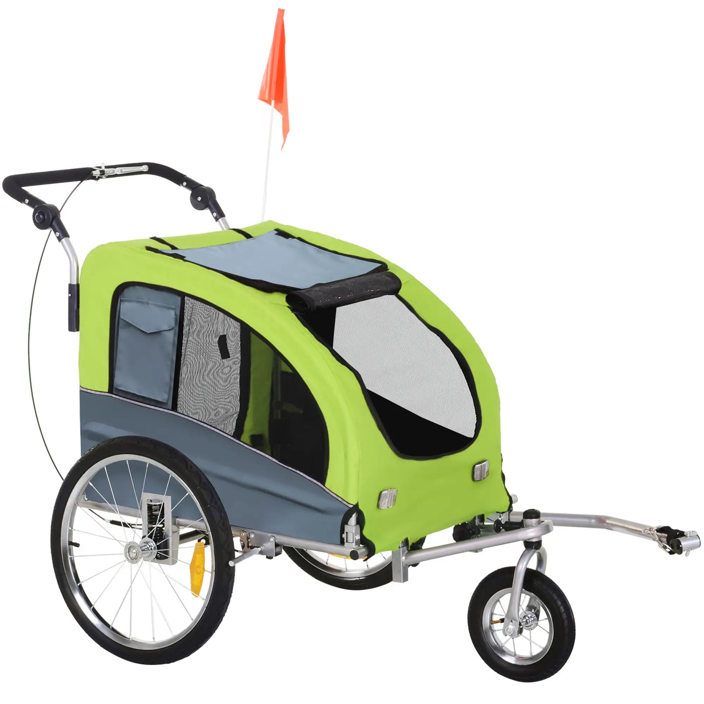 Dog Bike Trailer, 2-In-1, Suspension, Hitch, Storage Pockets, Green Dog Bike Trailers & Strollers at Gallery Canada