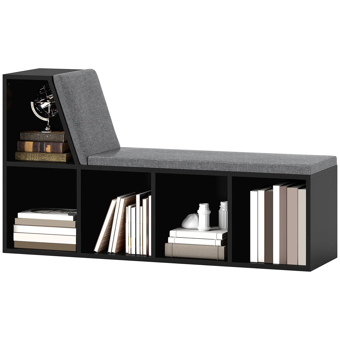 5-Cube Bookshelf with Storage, Cushioned Nook, Distressed, Black Bookshelves & Bookcases at Gallery Canada