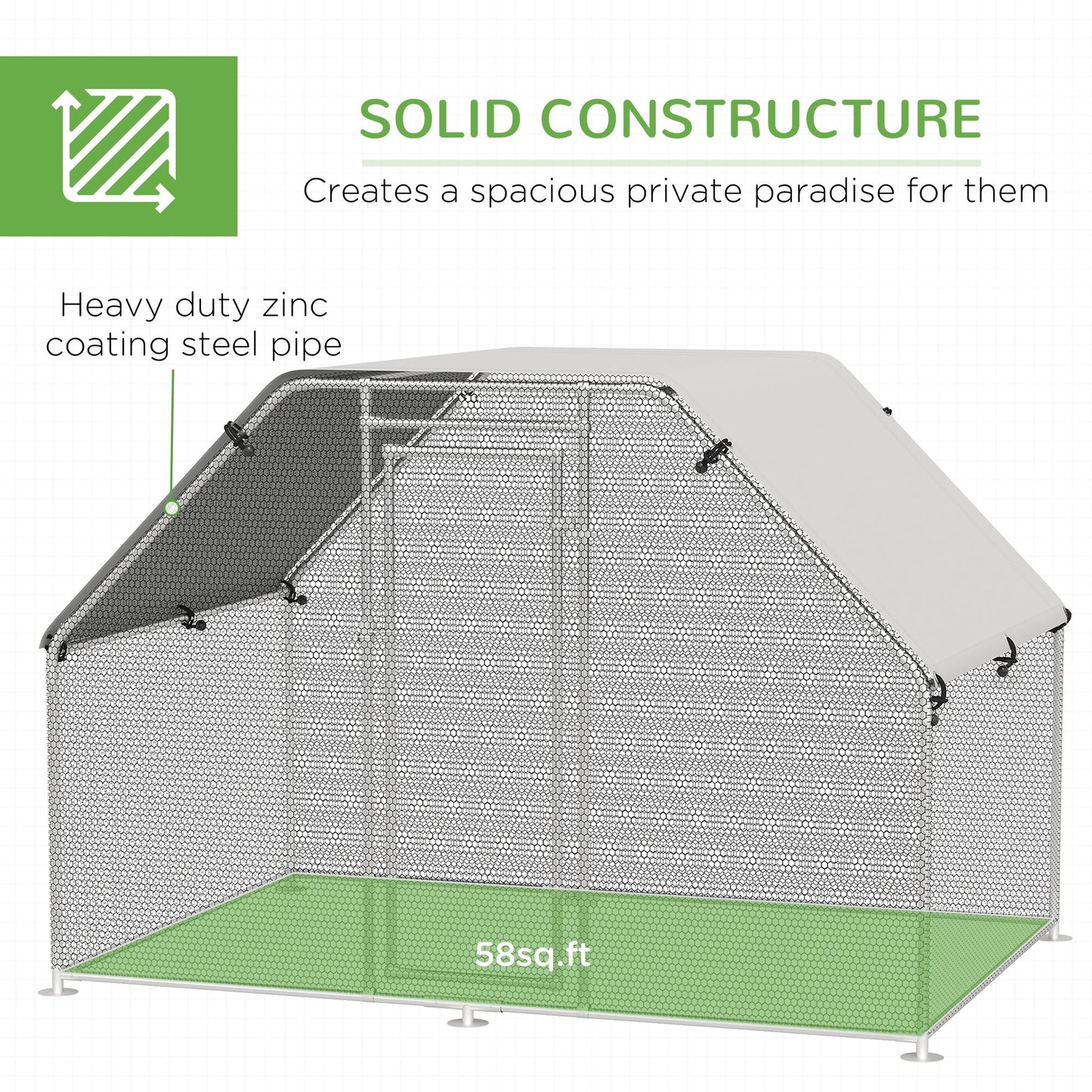 9.2' x 6.3' Metal Chicken Coop, Galvanized Walk-in Hen House, Poultry Cage Outdoor Backyard with Waterproof UV-Protection Cover for Rabbits, Ducks at Gallery Canada
