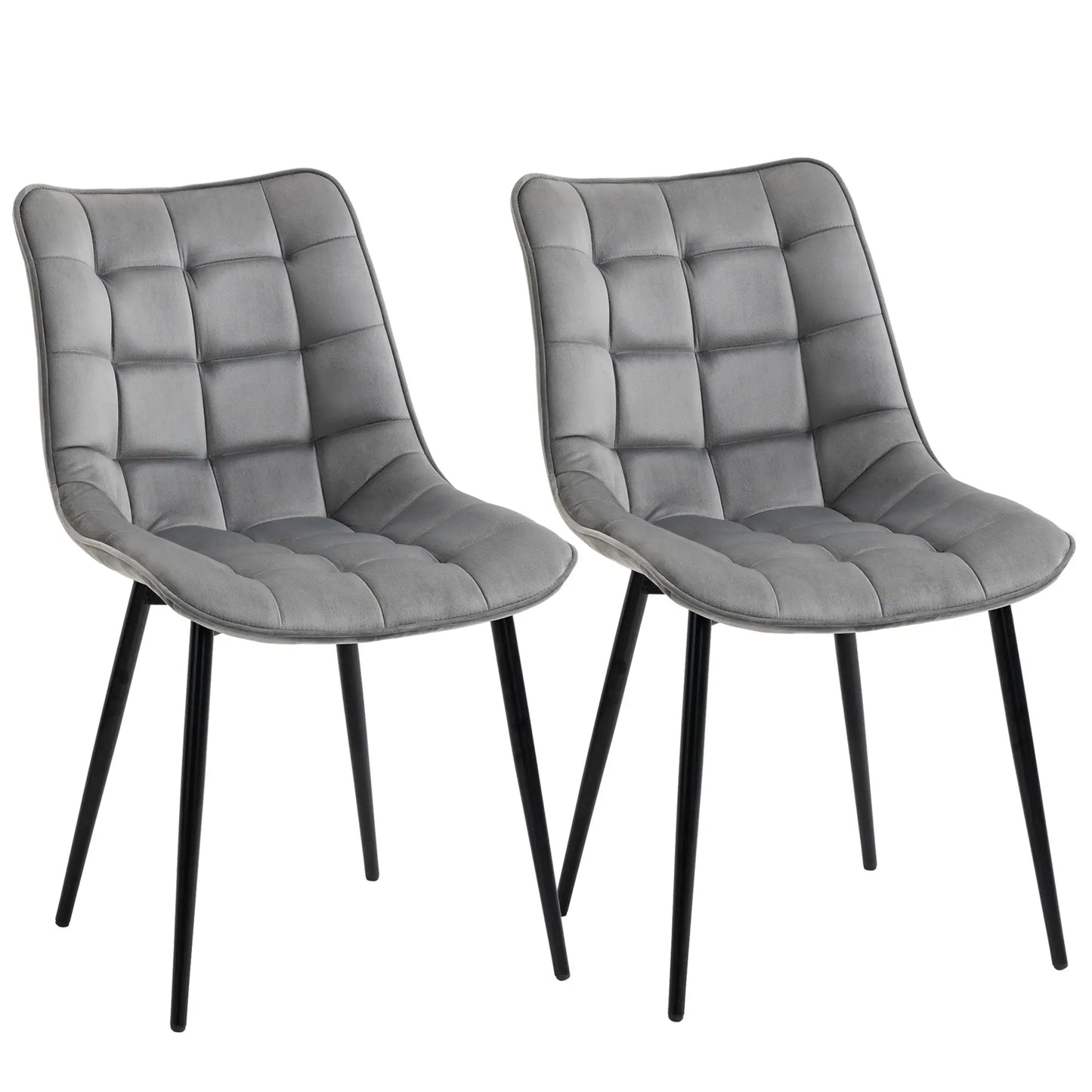 Upholstered Dining Chair Set of 2, Velvet-Touch, Metal Legs, Grey Bar Stools at Gallery Canada