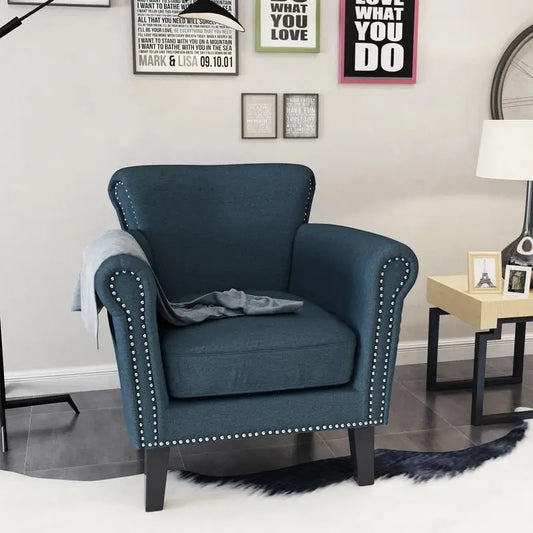 Modern Accent Chair, Wood Legs, 31" L x 29.5" W x 31.5" H, Navy Blue Accent Chairs Navy Blue at Gallery Canada