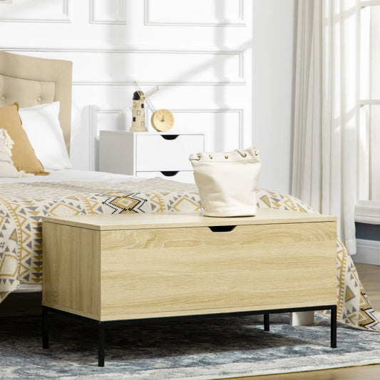 Lift Top Storage Bench, Shoe Bench with Safety Hinges, 35.4x17.7x17.7 Inches, Natural Storage Ottomans & Benches Natural at Gallery Canada