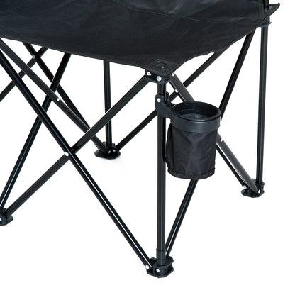 6 Seat Folding Sports Sideline Bench Portable Outdoor Team Sport Camping Seat with Back Cup Holder and Carrying Case Black at Gallery Canada