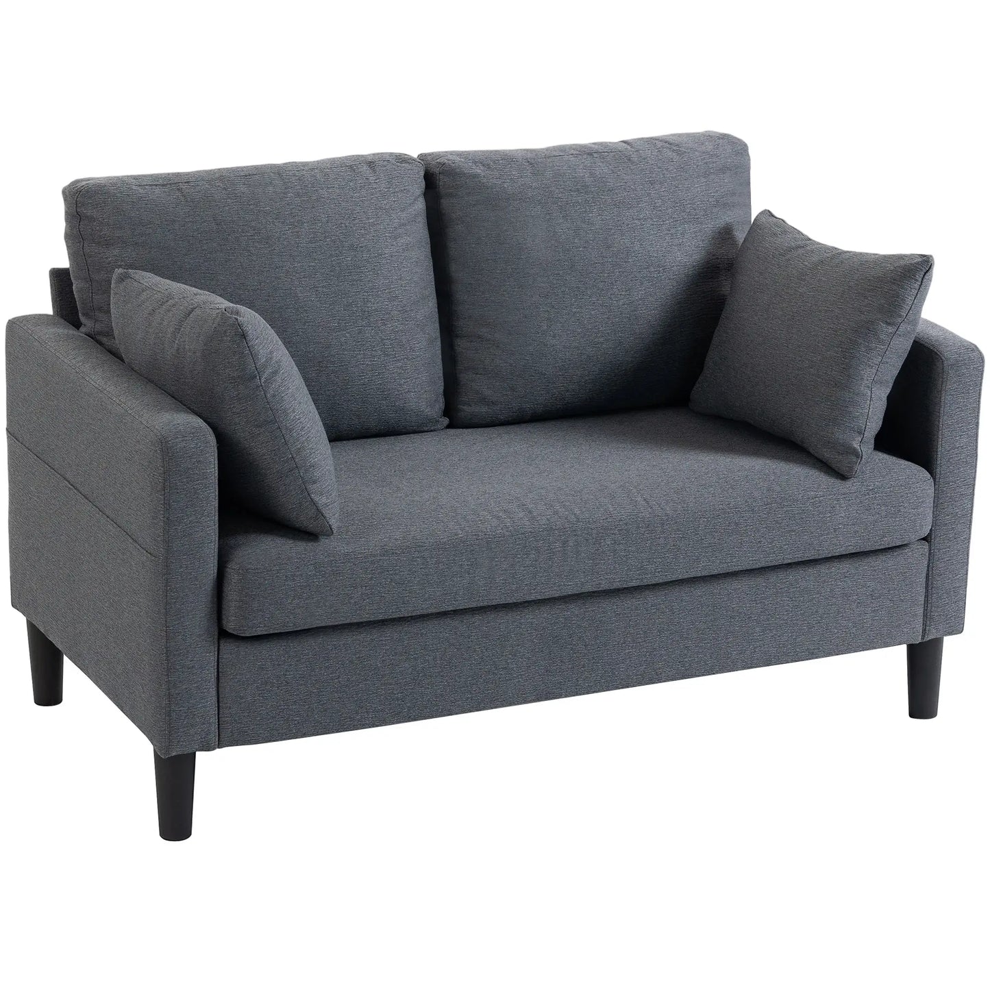 55" Loveseat Sofa, Modern Linen Upholstered, Dark Grey 2-Seater Sofas at Gallery Canada