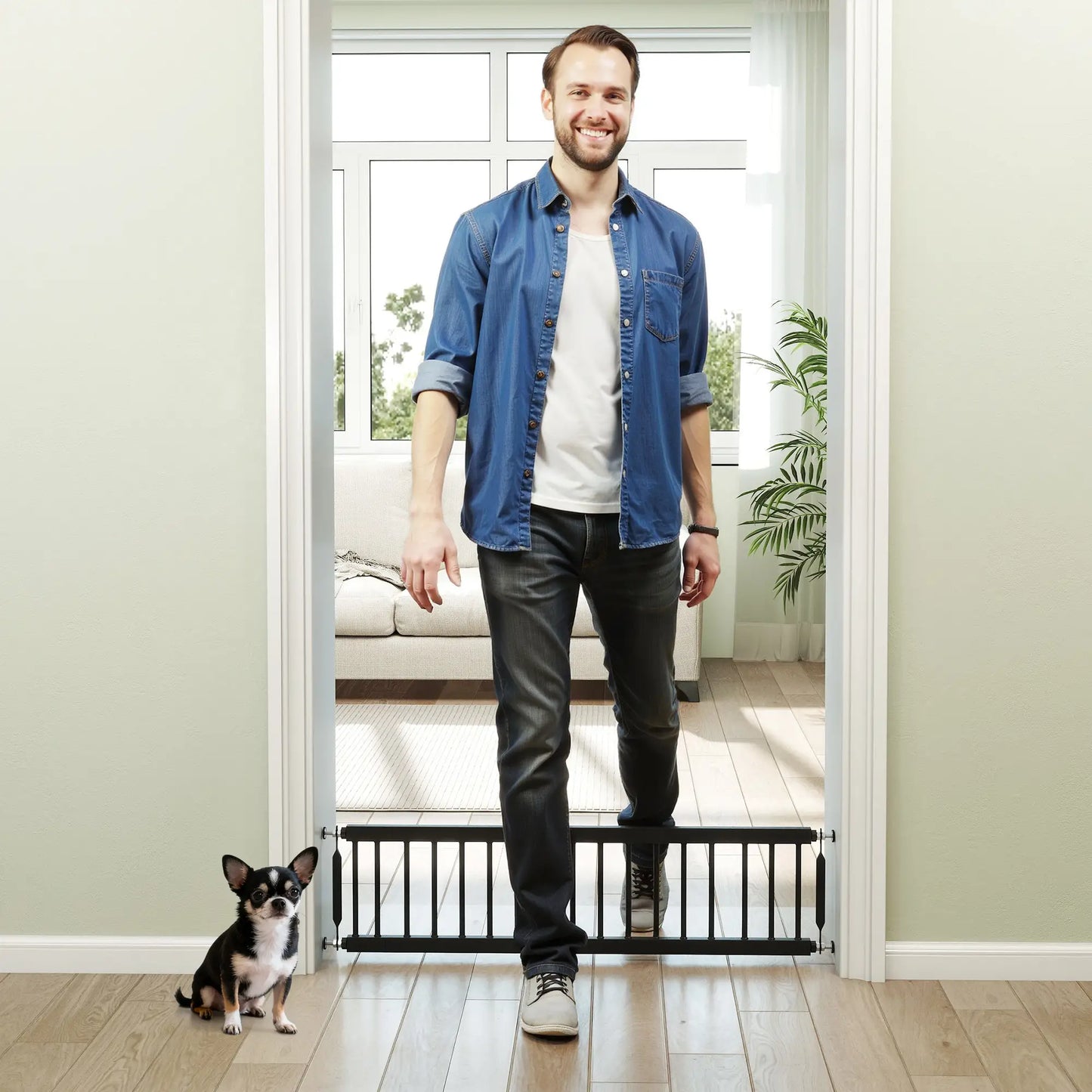 26"-37" Dog Gate, Adjustable Pet Gate, Pressure Mount Kit, Black Pet Gates at Gallery Canada