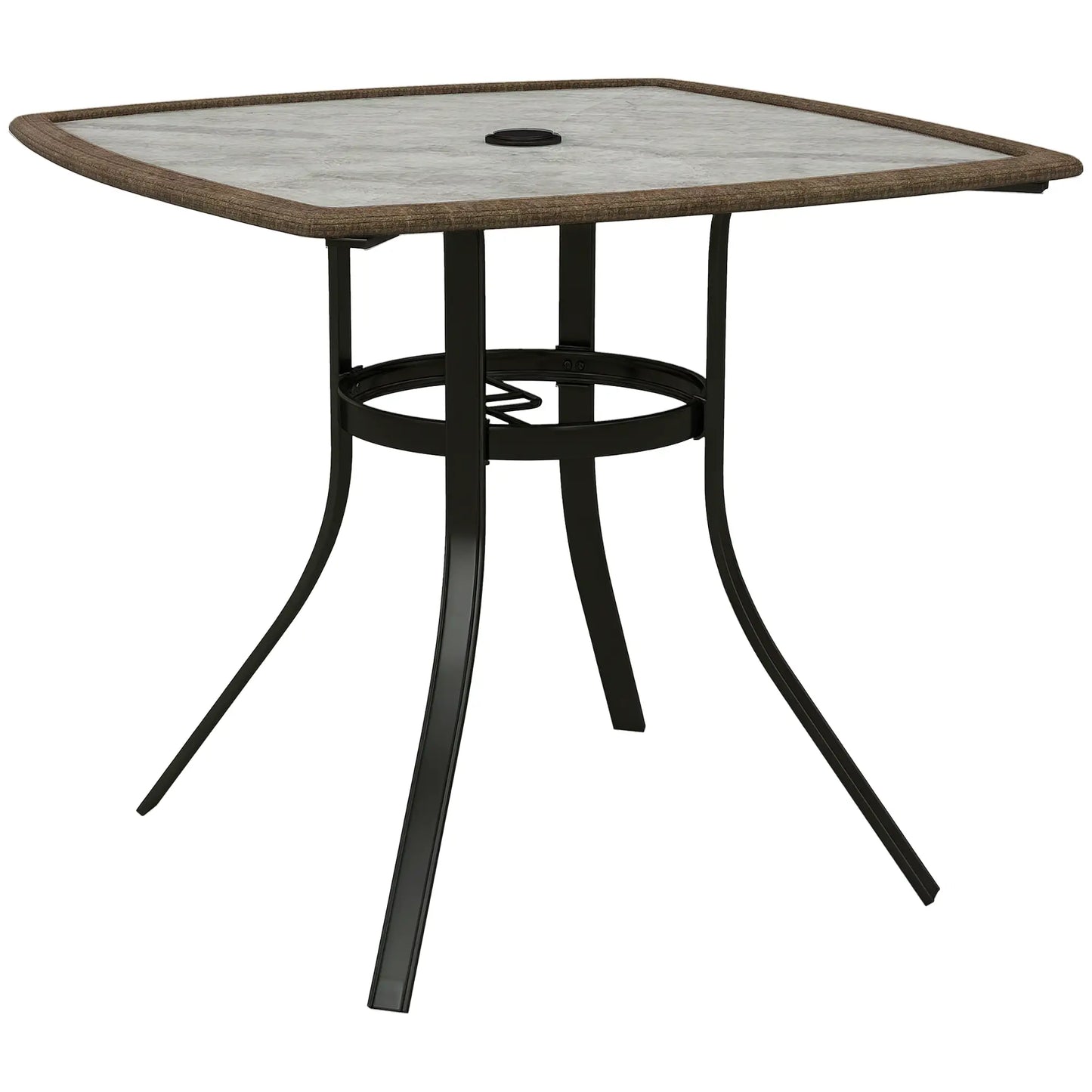 34 Square Outdoor Dining Table, Water-Grain Glass Top, Dark Brown Patio Dinning Tables at Gallery Canada