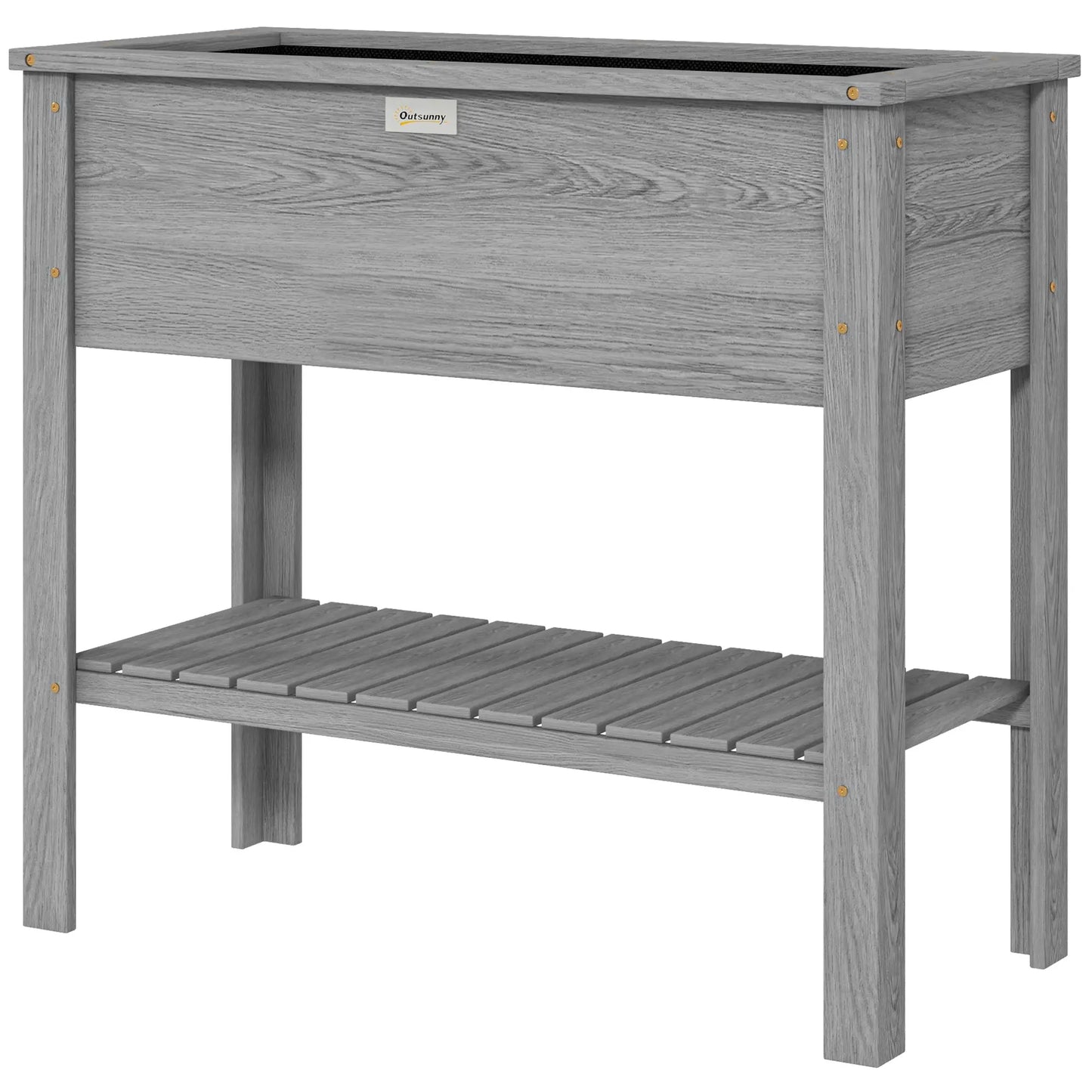 Elevated Planter Box with Storage, 36" x 16" x 32", Grey Raised Garden Beds at Gallery Canada
