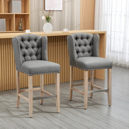 Counter Height Bar Stools Set of 2, Upholstered, Grey Bar Stools Grey at Gallery Canada
