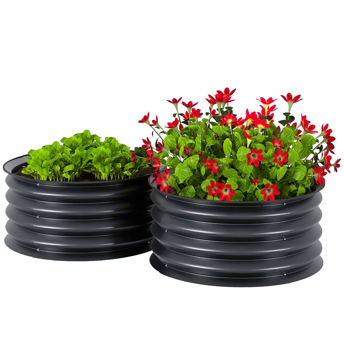 Set of 2 Raised Garden Beds, Metal Planter Box, Easy Assembly, Dark Grey Raised Garden Beds at Gallery Canada