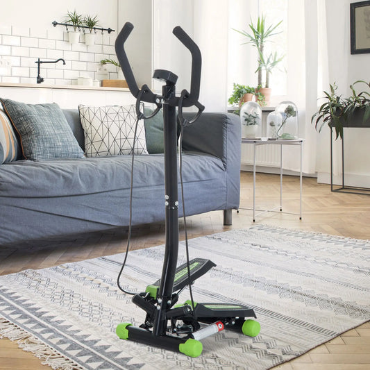 Adjustable Twist Stepper With LCD Monitor, Resistance Bands, Stair Stepper Aerobic Equipment Green and Black at Gallery Canada