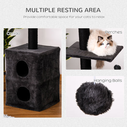 86.5"-96.5" Cat Tree Floor to Ceiling Condo w/ Jute Scratching Post Dangling Ball Adjustable, Grey at Gallery Canada