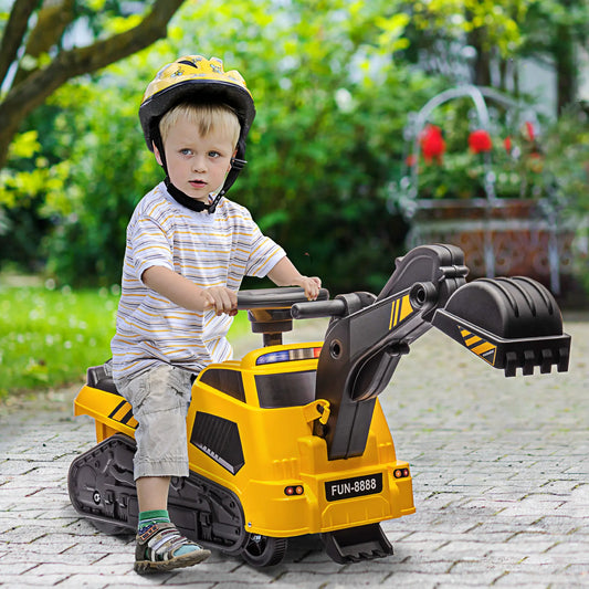 3 in 1 Ride on Excavator, Bulldozer, Road Roller, No Power, Yellow Toy Excavators Yellow, Black at Gallery Canada