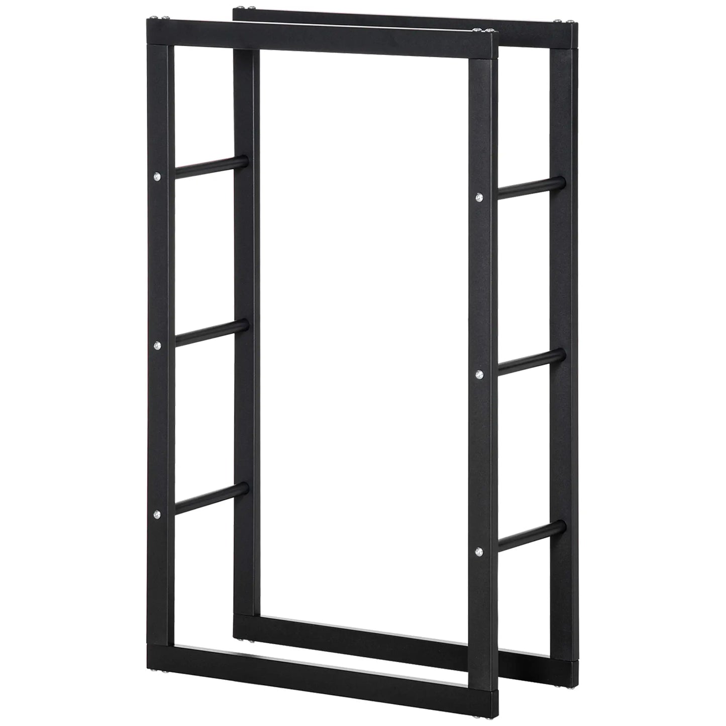 Outdoor Firewood Rack, Log Holder with Handles, 220 lbs. Capacity, 23.6" x 9.8" x 39.4", Black Firewood Racks at Gallery Canada