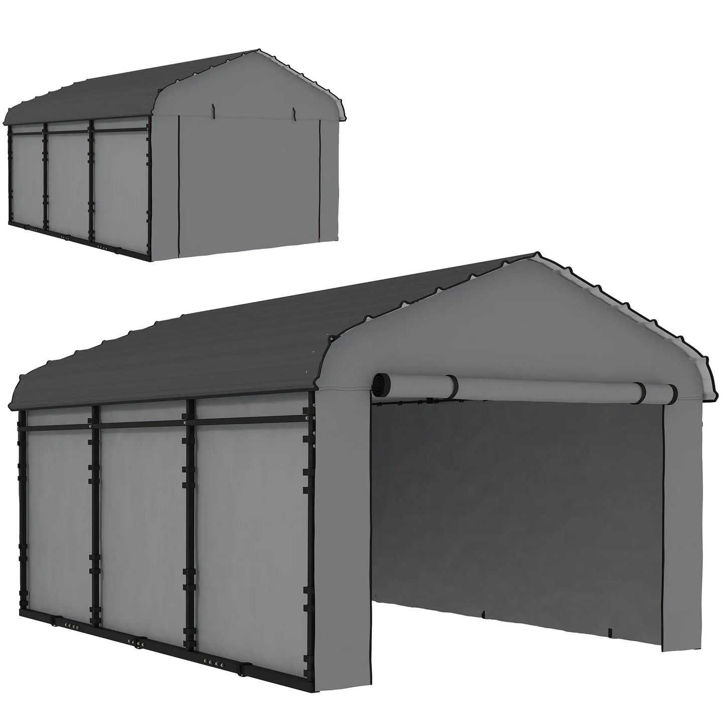 10' x 15' Metal Carport, Heavy Duty Garage Shelter, Light Grey Car Shelters at Gallery Canada