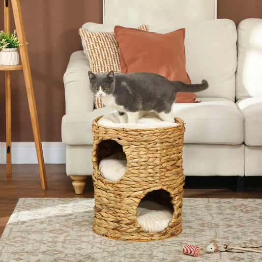 2-Storey Cat Condo Barrel, Small Cat Tree Tower, Light Brown Cat Towers Light Brown at Gallery Canada