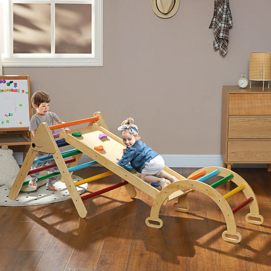 5 in 1 Pikler Triangle Set, Ladder, Ramp, Arch, 18-48 Months, Multicolour Baby Gym & Playmats Multi Colour at Gallery Canada