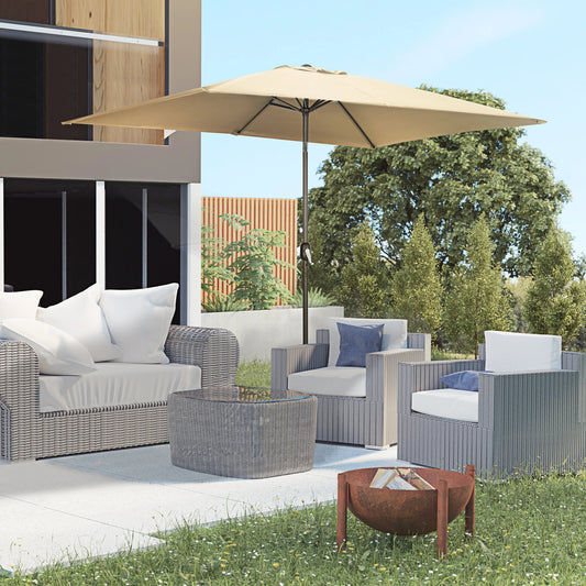 6.5x10ft Rectangle Patio Umbrella, Aluminum Frame, Crank Handle, Tan Sun Umbrellas Light Coffee, Dark brown at Gallery Canada