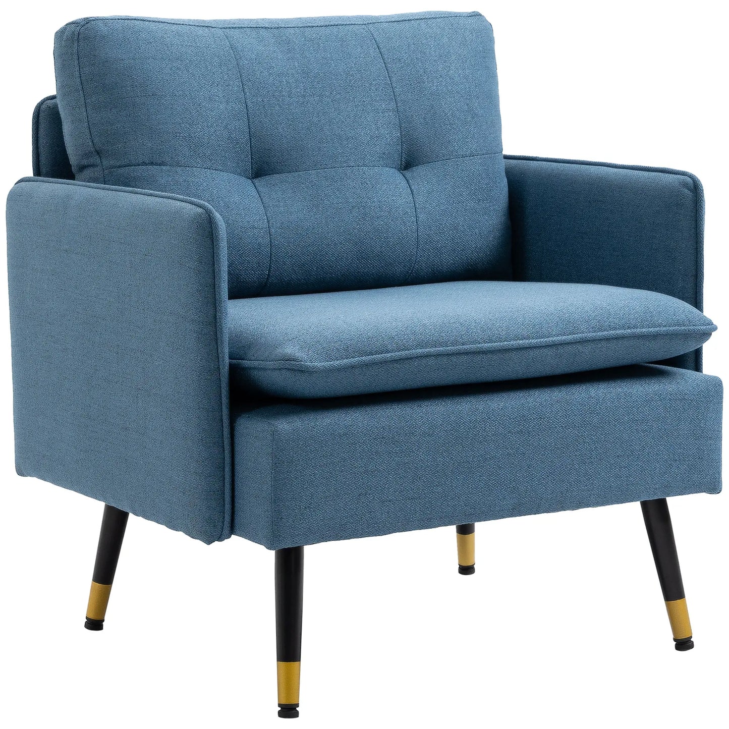 Modern Armchair, Upholstered Accent Chair, Tufted Back, Steel Legs, Blue Accent Chairs at Gallery Canada