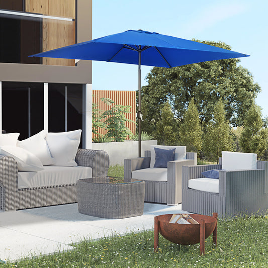 6.5x10ft Rectangle Patio Umbrella, Aluminum Frame, Crank Handle, Dark Blue Sun Umbrellas Dark blue, Dark brown at Gallery Canada