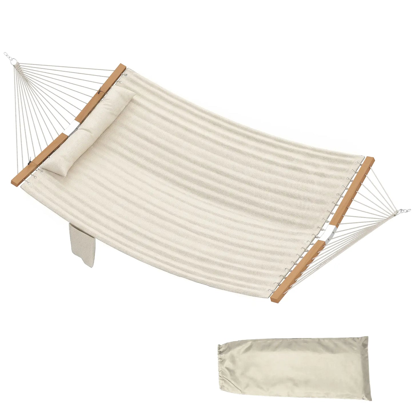Outdoor Padded Camping Hammock With Pillow, 200 x 140 cm, Cream White Camping Hammocks at Gallery Canada