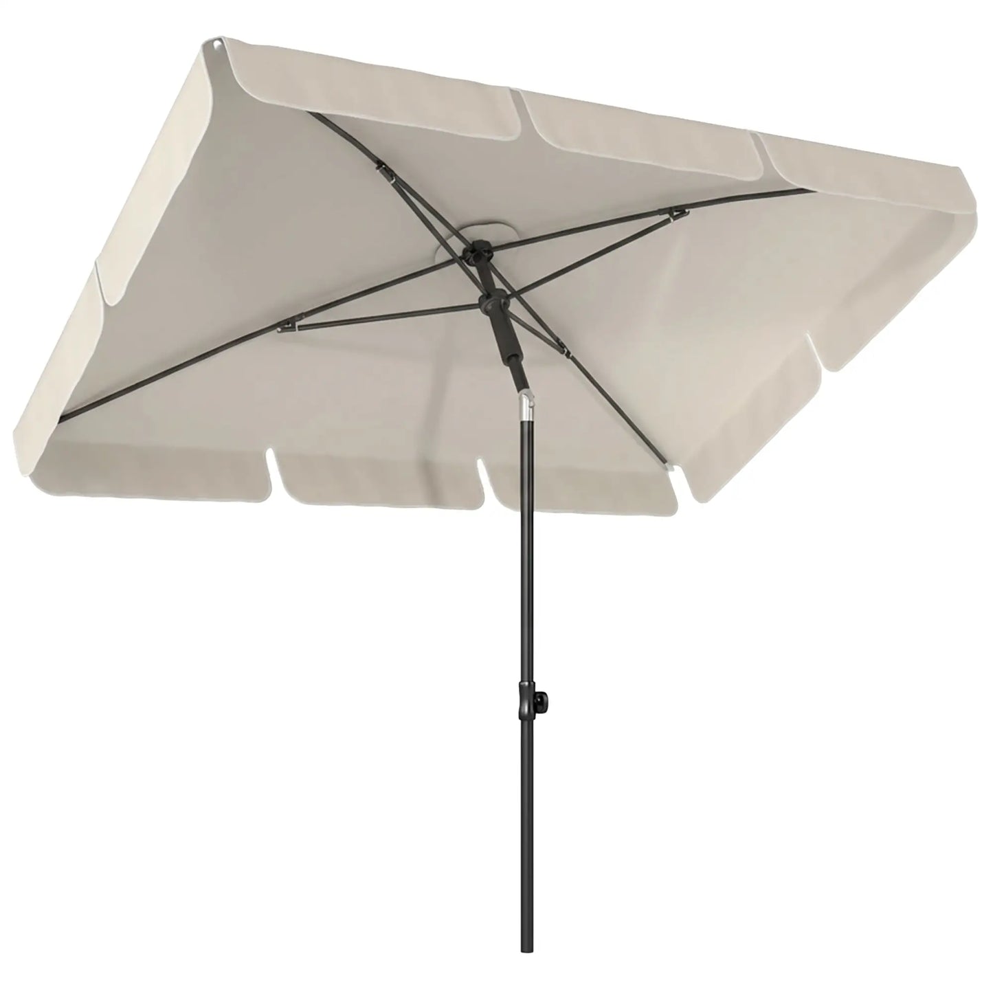 6' x 4' Beige Rectangular Patio Umbrella with Tilt Crank, Beige