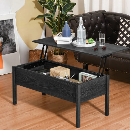 39" Lift Top Coffee Table, Hidden Storage, Living Room, Black Coffee Tables Black at Gallery Canada