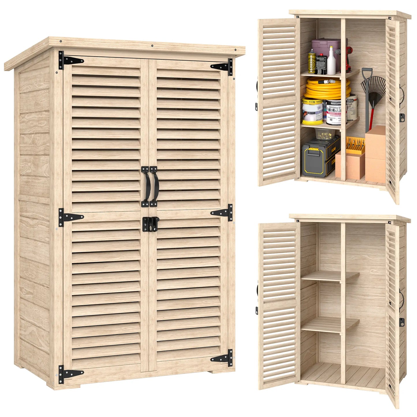 Wooden Garden Shed, 30" x 20" x 47", Waterproof Asphalt Roof, Shelves, Natural Sheds at Gallery Canada