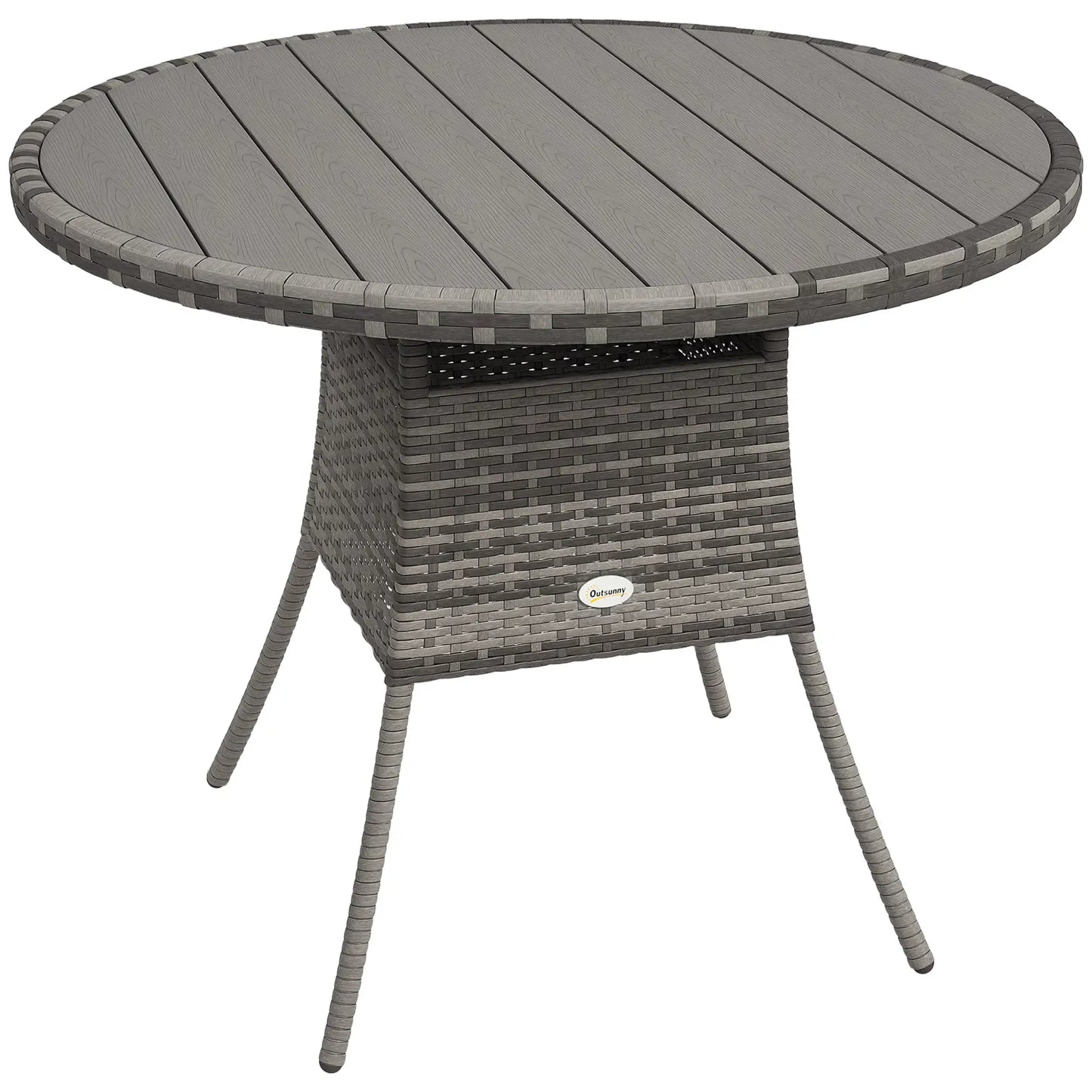 35.4" Outdoor Wicker Dining Table, PE Rattan Patio Furniture, Grey Patio Dining Tables at Gallery Canada