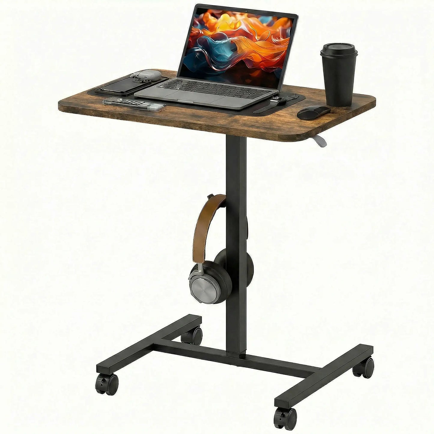 Height Adjustable Standing Desk, Pneumatic Sit Stand Desk, Rustic Brown Office Desks & Work Stations at Gallery Canada