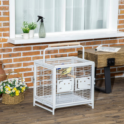 Bird Travel Carrier Cage for Parrots Conures African Grey Cockatiel Parakeets with Stand Perch, Stainless Steel Bowls, Pull Out Tray, White at Gallery Canada