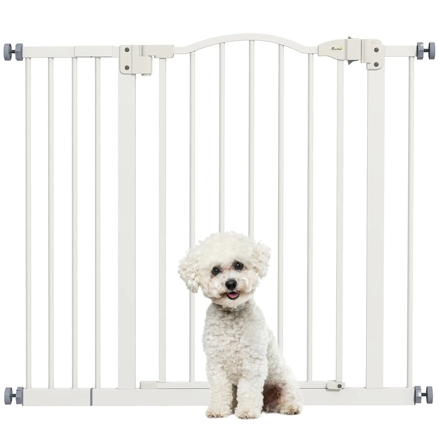 Extra Tall Dog Gate With Door, Pressure Fit, Auto Close, 29"-37", White Pet Gates at Gallery Canada