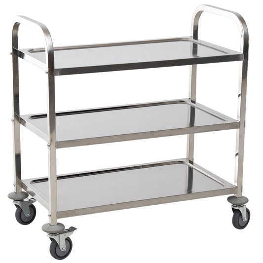 33" 3-Tier Kitchen Trolley Medical Treatment Laboratory Equipment Carts, Stainless Steel Rolling Kitchen Island, Wheeled Storage Utility Serving Cart, 330LBS Heavy Gauge - Gallery Canada