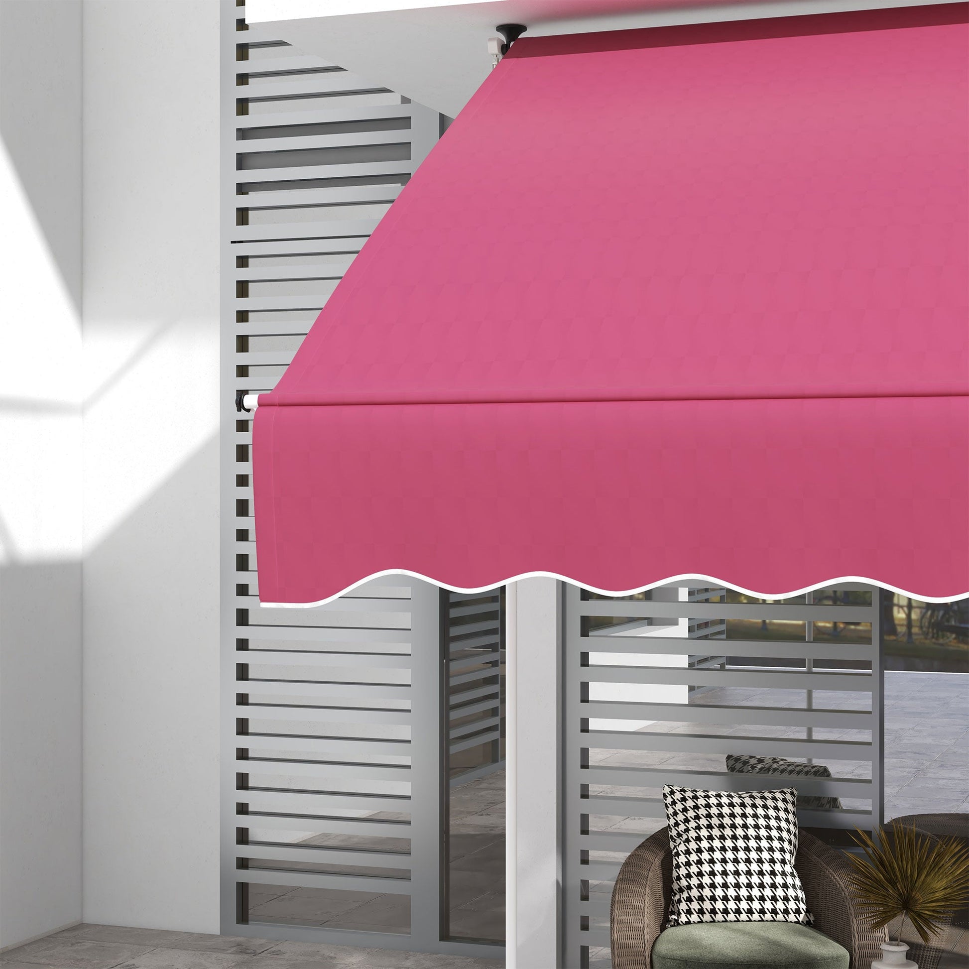 6.6'x5' Manual Retractable Patio Awning Sun Shelter Window Door Deck Canopy, Water Resistant UV Protector, Wine Red at Gallery Canada