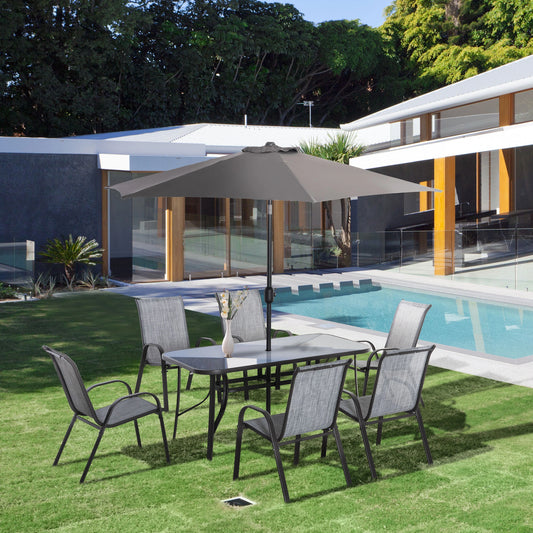 8-Piece Patio Dining Set, 6 Chairs, Table, Grey Bistro Sets Mixed Grey at Gallery Canada