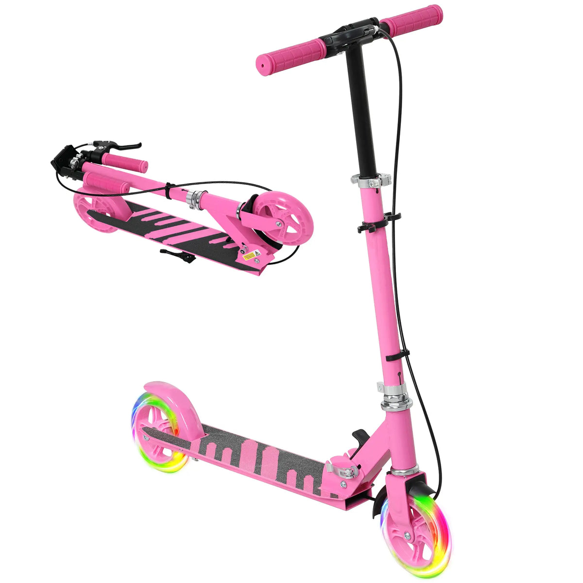 Kids Scooter, Light Up Wheels, Adjustable Handlebar, Rear Brake, Ages 3-8, Pink Scooters at Gallery Canada