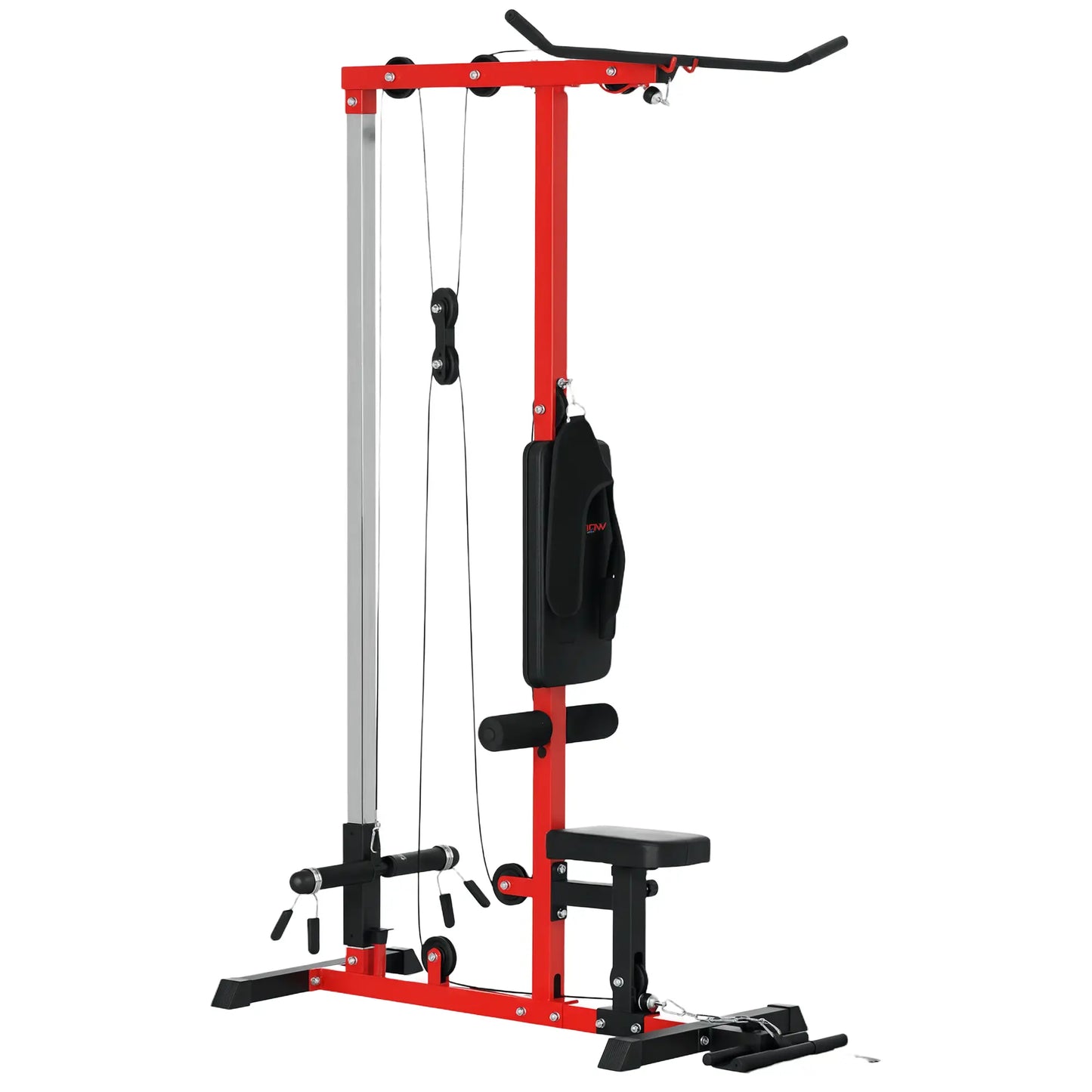 Lat Pull Down Machine, High Low Pulley, Adjustable Seat, Flip-Up Footplate, Red Power Towers at Gallery Canada