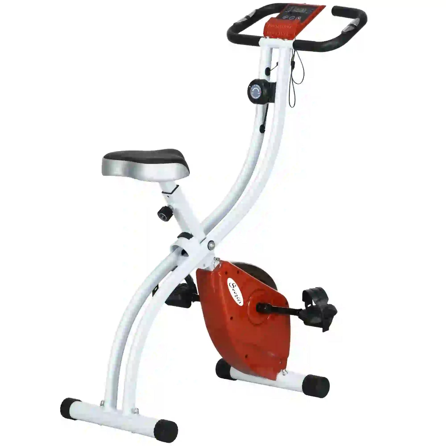 Foldable Quiet Exercise Bike, 8-Level Magnetic Resistance, Pulse Sensor, Wheels, LCD Monitor, Red Exercise & Stationary Bikes at Gallery Canada