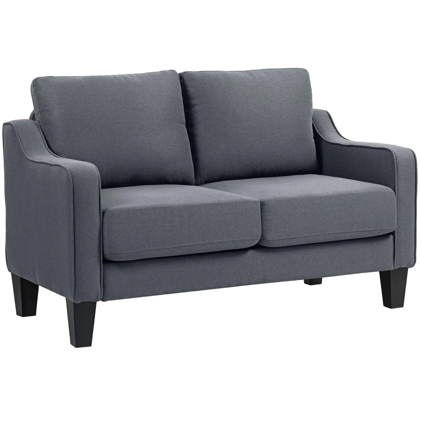 Modern Loveseat Sofa, Pocket Spring, Linen Upholstered, Charcoal Grey 2-Seater Sofas at Gallery Canada