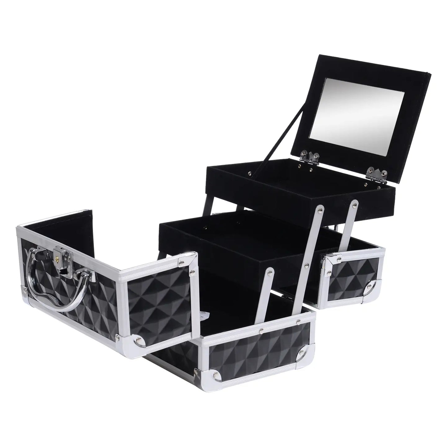 3 Tier Diamond Texture Makeup Train Case, Black Makeup Cases at Gallery Canada