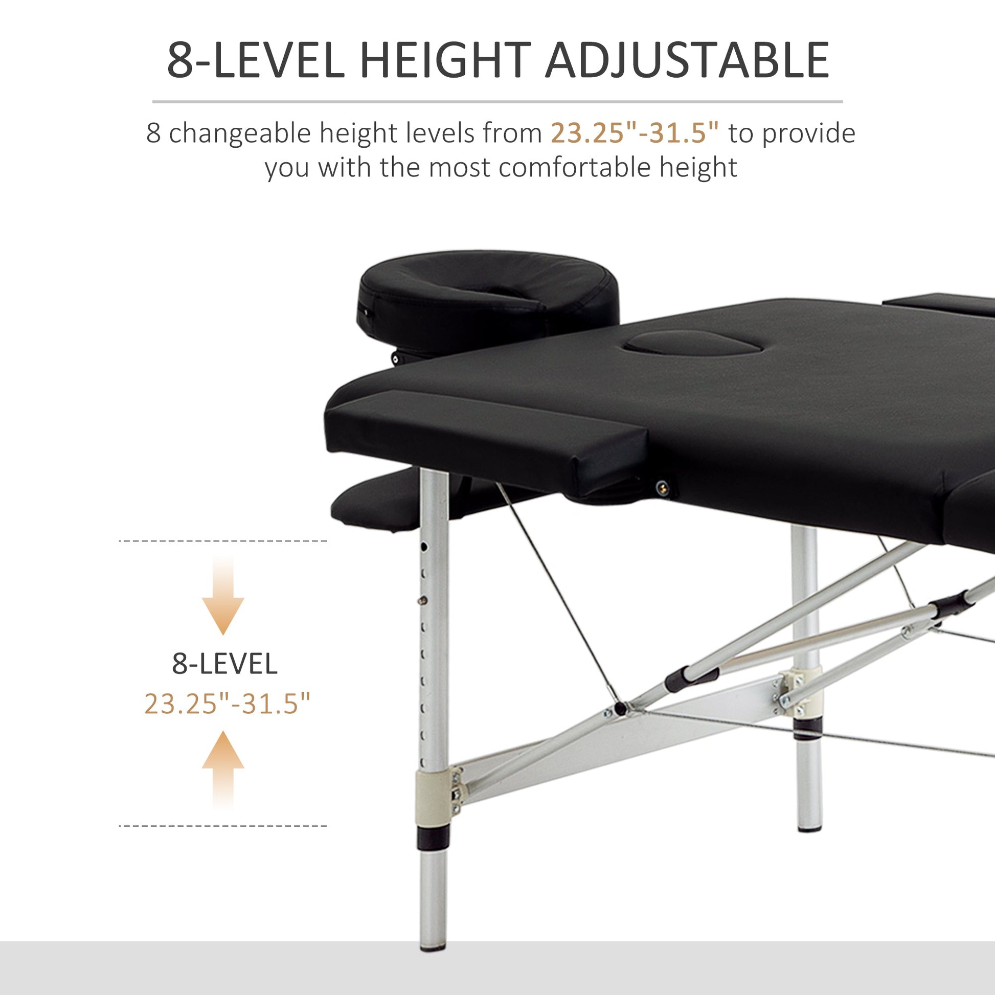 73" 2 Section Foldable Massage Table Professional Salon SPA Facial Couch Tatoo Bed with Carry Bag Black at Gallery Canada