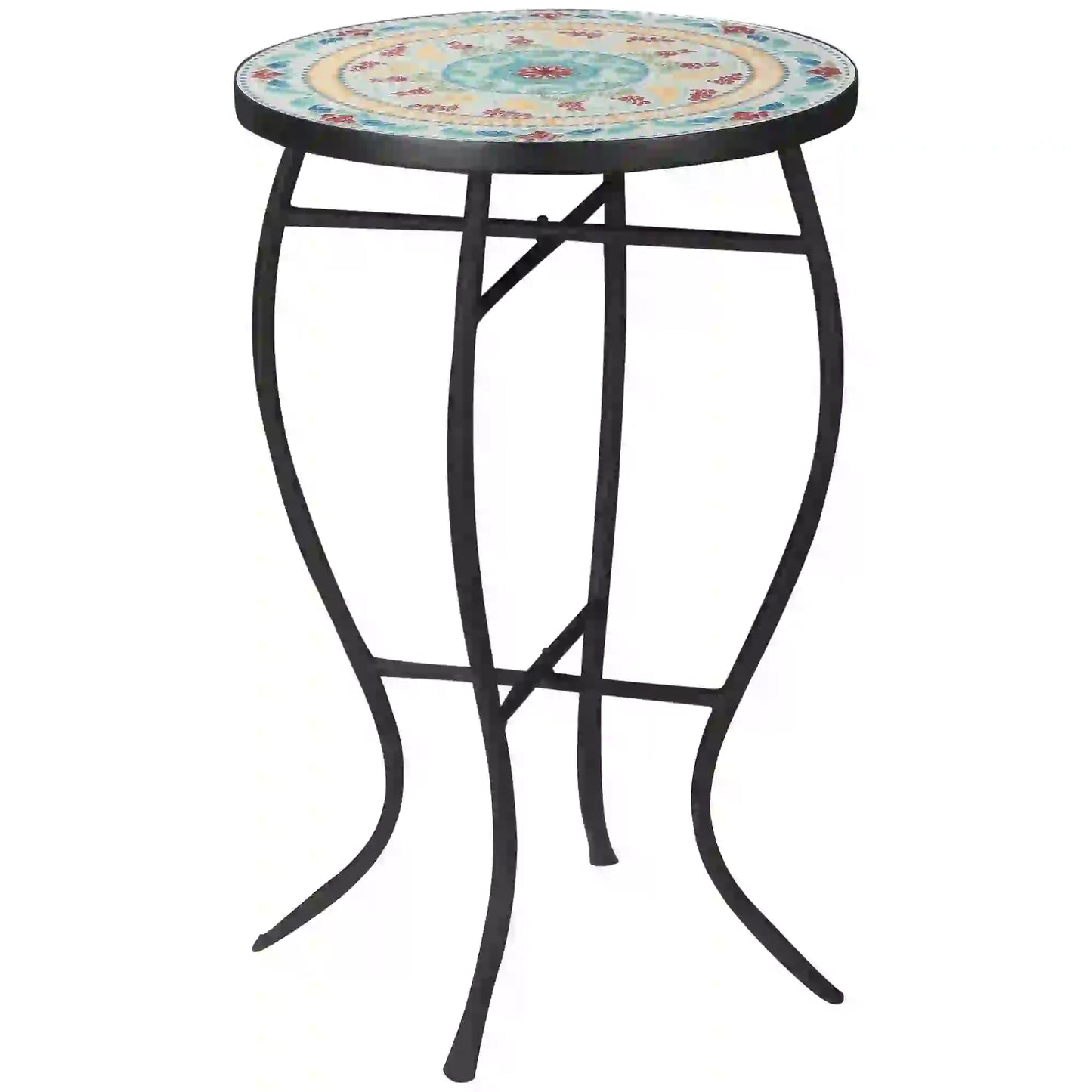 Round Mosaic Patio Table, Metal Frame, Outdoor Garden Furniture, Multicolor Patio Side Tables at Gallery Canada
