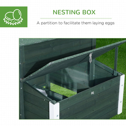 84" Chicken Coop Wooden Hen House Rabbit Hutch Poultry Cage Pen Outdoor Backyard with Nesting Box and Run, Green at Gallery Canada